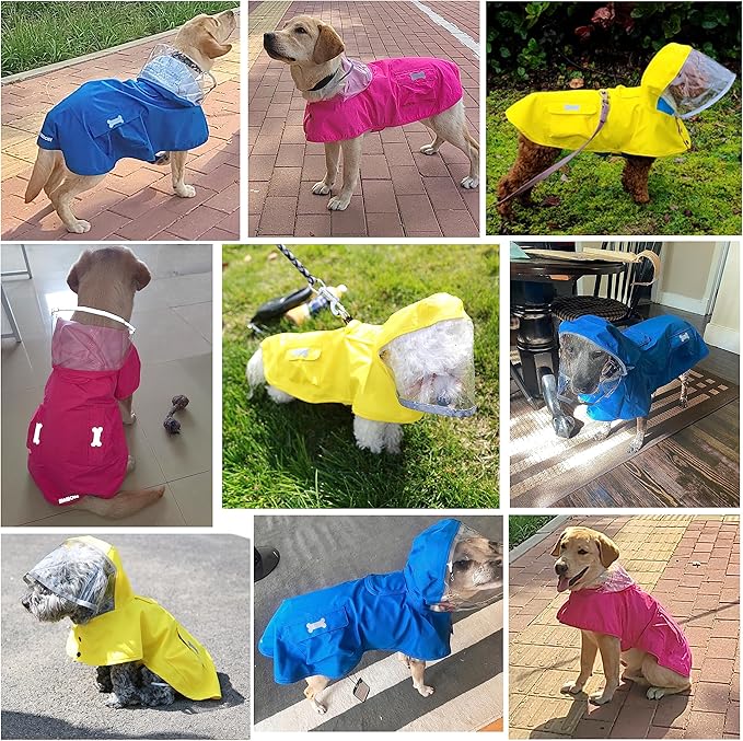 Waterproof Dog Raincoat, Adjustable Reflective Lightweight Pet Rain Clothes with Poncho Hood(X-Small,Light Green)
